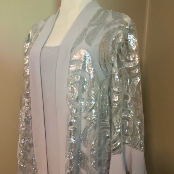 R&M Richards Shimmering Silver Tank Dress & Jacket - Picture 5 of 10